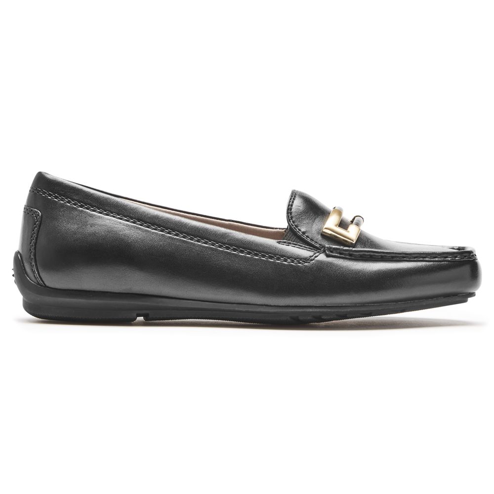 Rockport Women's Total Motion Driver Ornament Loafers - Black - USA (9258YFSTA)